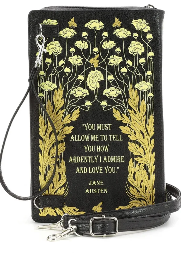 Succubus Bags Pride and Prejudice Floral Book Bag Black