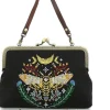 Succubus Bags Skull Head Moth Kiss Lock Handbag Black