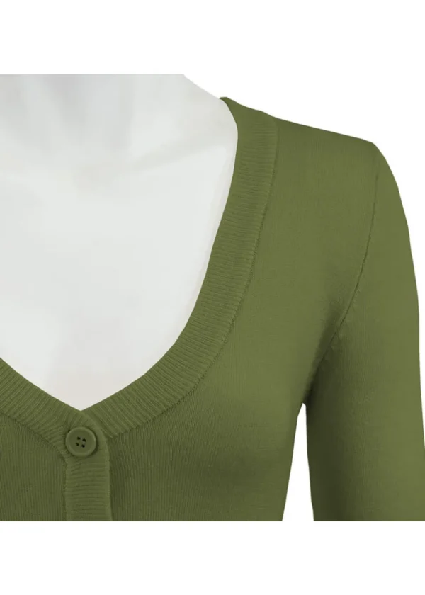 Succubus Clothing Retro Cropped 50's Cardigan Olijf Green