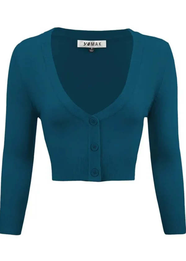 Succubus Clothing Retro Korte 50's Cardigan Teal Blue