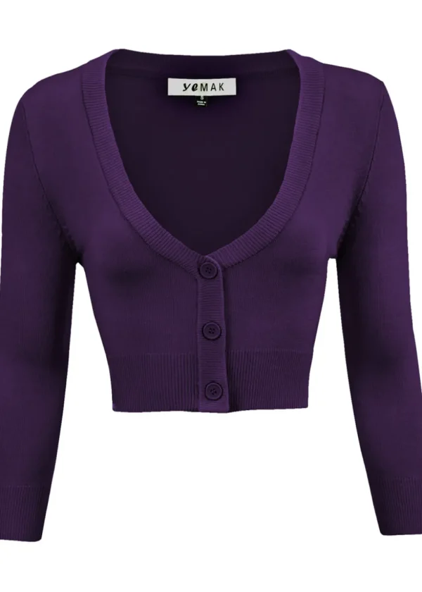 Succubus Clothing Retro Short 50's Cardigan Grape Purple