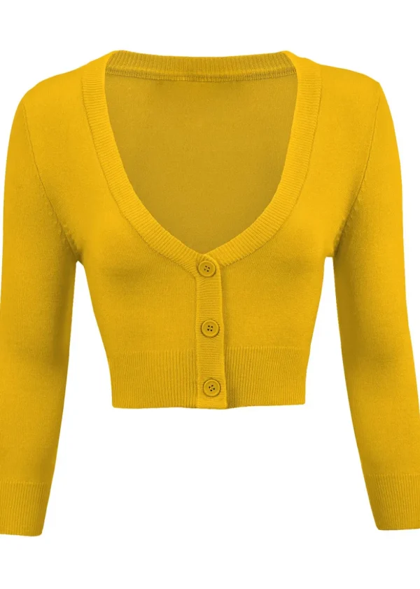 Succubus Clothing Retro Short 50's Cardigan Honey Yellow