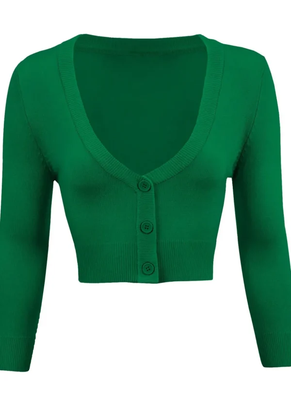 Succubus Clothing Retro Short 50's Cardigan Kelly Green