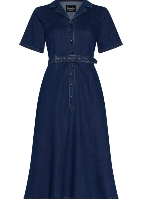 Succubus Clothing Rosie Denim 50's Swing Dress Navy