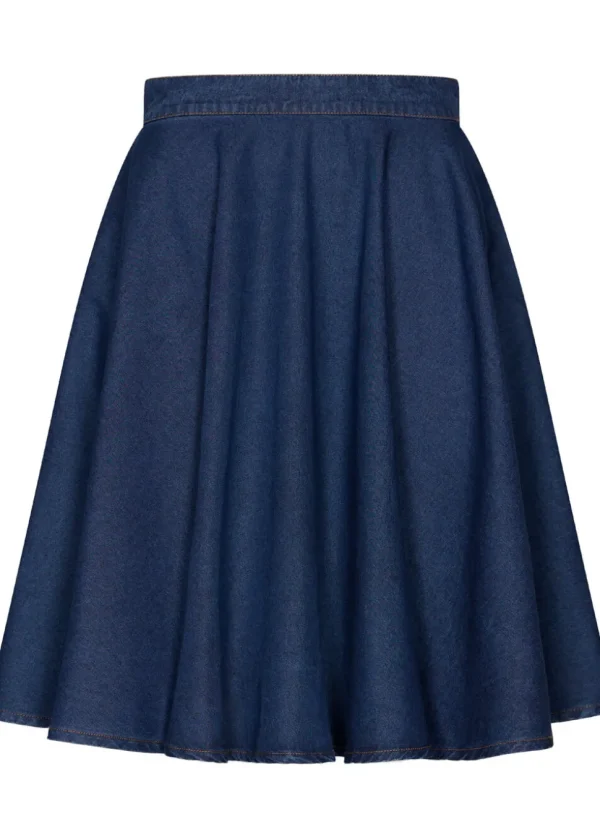Succubus Clothing Suzy Denim 50's Swing Skirt Navy