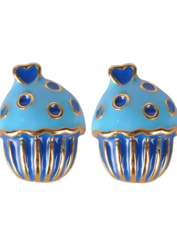 Succubus Cupcake Glossy Earrings Navy