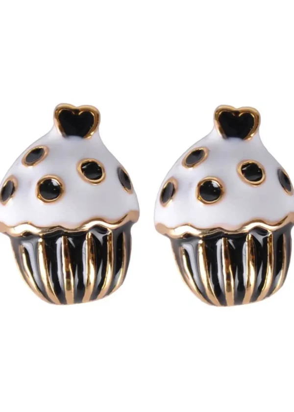 Succubus Cupcake Glossy Earrings Black