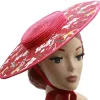 Succubus Fancy Cartwheel Floral 50's Strawhat Red