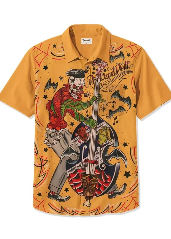 Succubus Gents Skull Rock And Roll Shirt Yellow