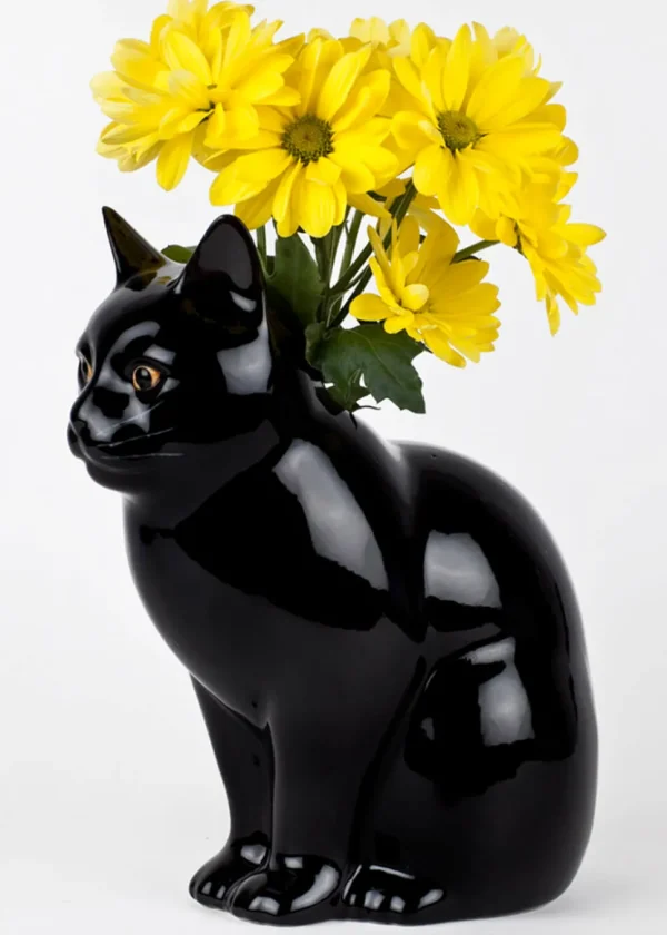 Succubus Home Animal Lucky Cat Large Vase Black