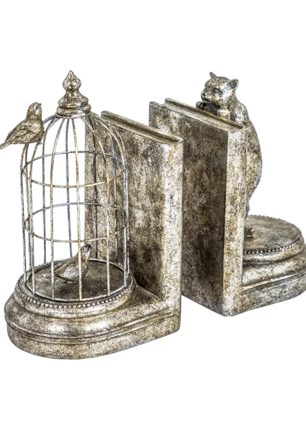 Succubus Home Curious Cat Set Bookends Antique Silver
