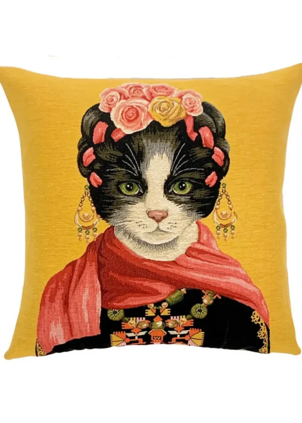 Succubus Home Frida Cat Cushion Cover Yellow
