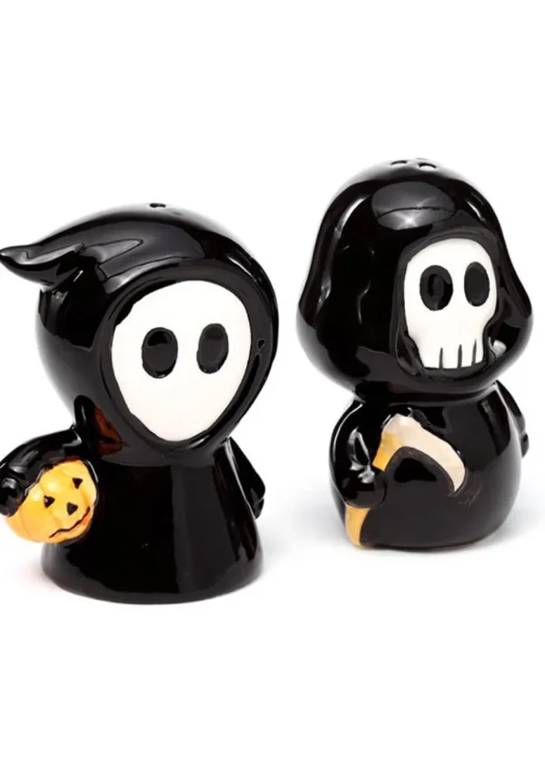 Succubus Home Grim Reaper & Ghost Boy Salt & Pepper Shaker In Black