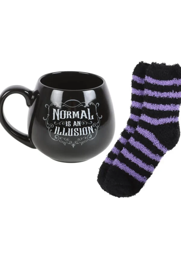 Succubus Home Normal Is An Illusion Set Mug With Socks Black