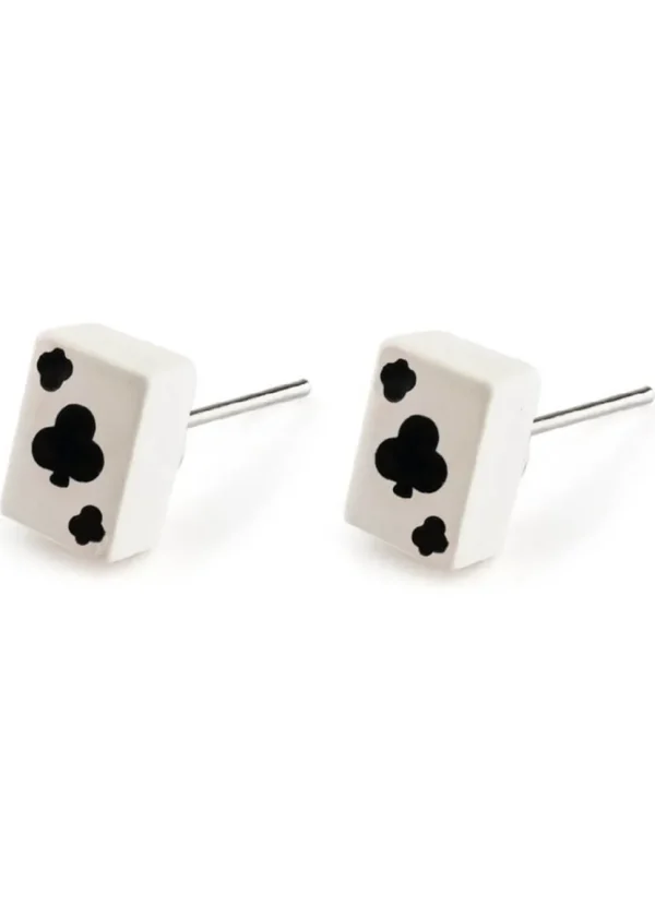 Succubus Jewellery Cards Clubs Stud Earrings Black
