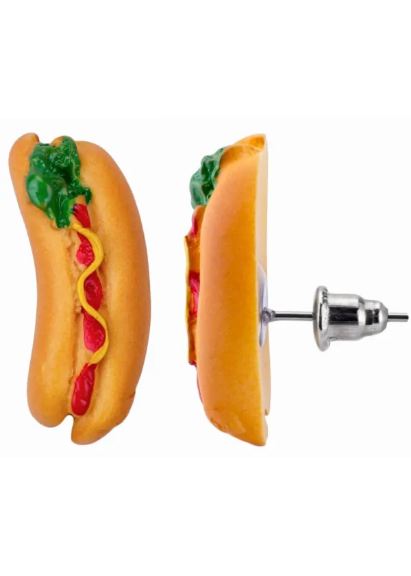 Succubus Jewels Fast Food Hot Dog Stud Earrings