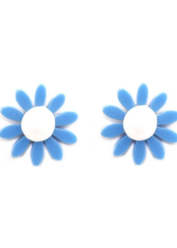 Succubus Jewels Groovy Flowers 60's Earrings Blue