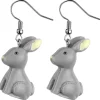Succubus Jewels Sitting Bunny Drop Earrings Grey