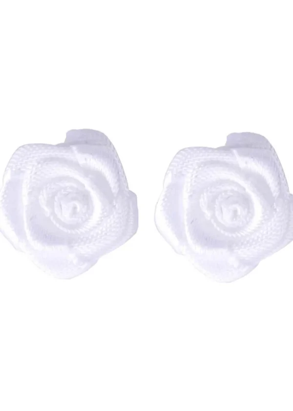 Succubus Satin Rose Earrings White