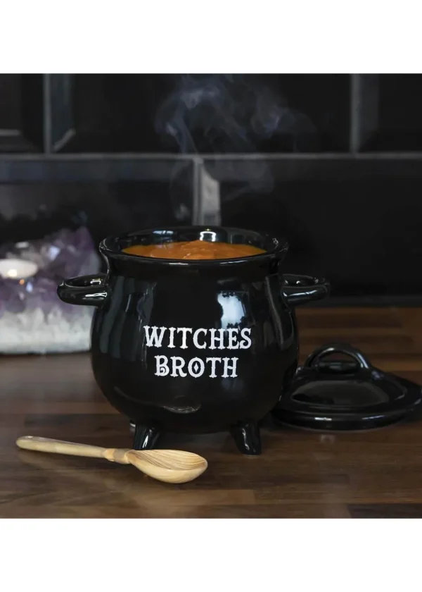 Succubus Witches Broth Cauldron Soup Bowl with Spoon Black