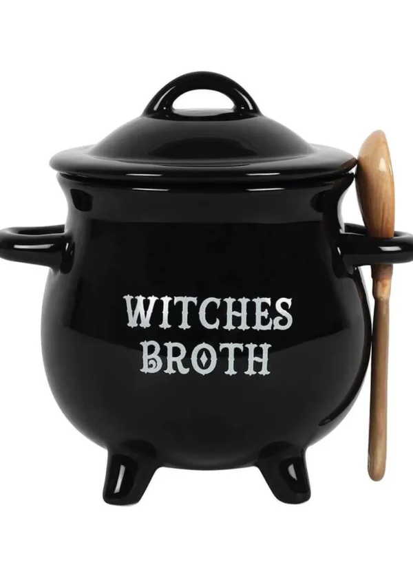 Succubus Witches Broth Cauldron Soup Bowl with Spoon Black