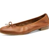 Tamaris Audrey Leather Ballerinas Chestnut
