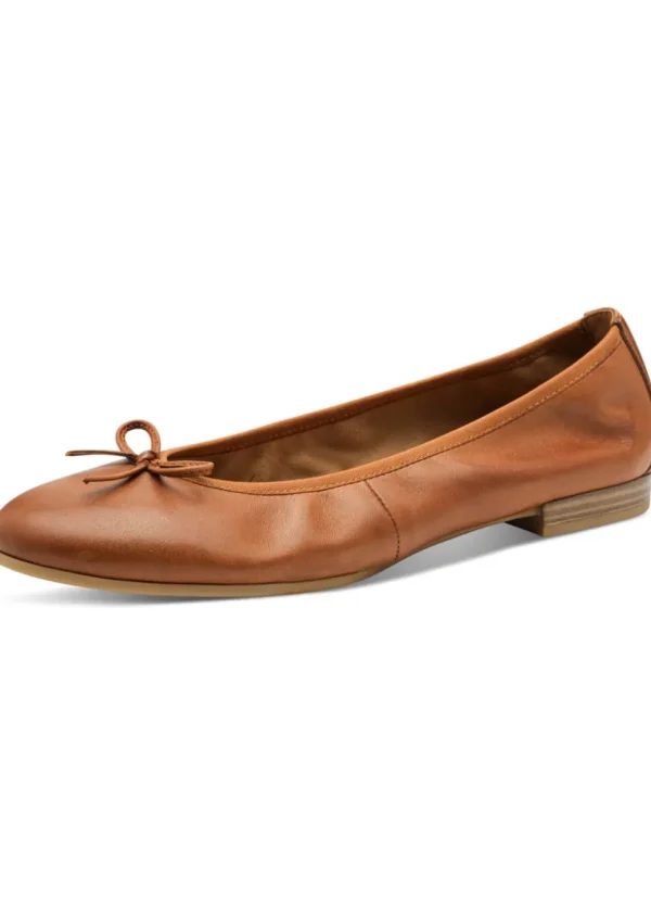 Tamaris Audrey Leather Ballerinas Chestnut