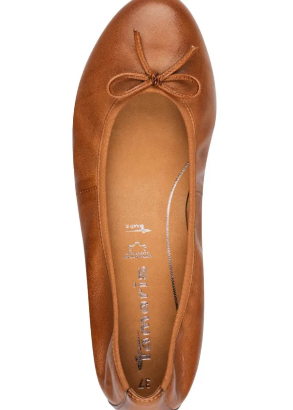 Tamaris Audrey Leather Ballerinas Chestnut