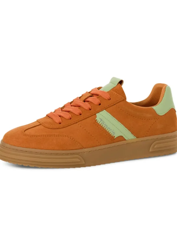 Tamaris Brenna Leather 70's Sneakers in Orange