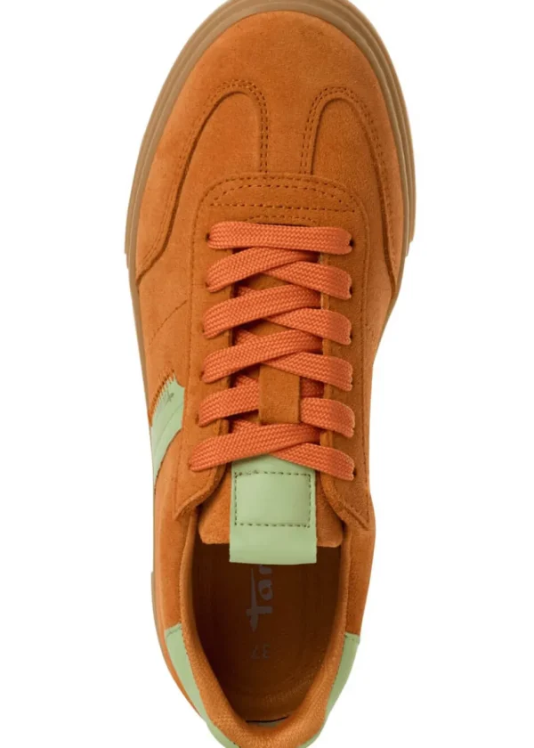 Tamaris Brenna Leather 70's Sneakers in Orange