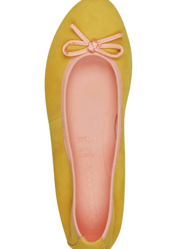Tamaris Claire Leren Ballerina's Yellow