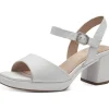 Tamaris Comfort Alexis Leather 60's Sandals Pumps White