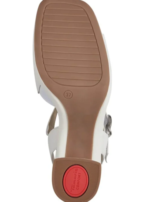 Tamaris Comfort Alexis Leather 60's Sandals Pumps White