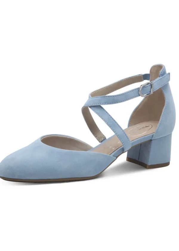 Tamaris Comfort Annabelle Suede Leather Pumps Light Blue