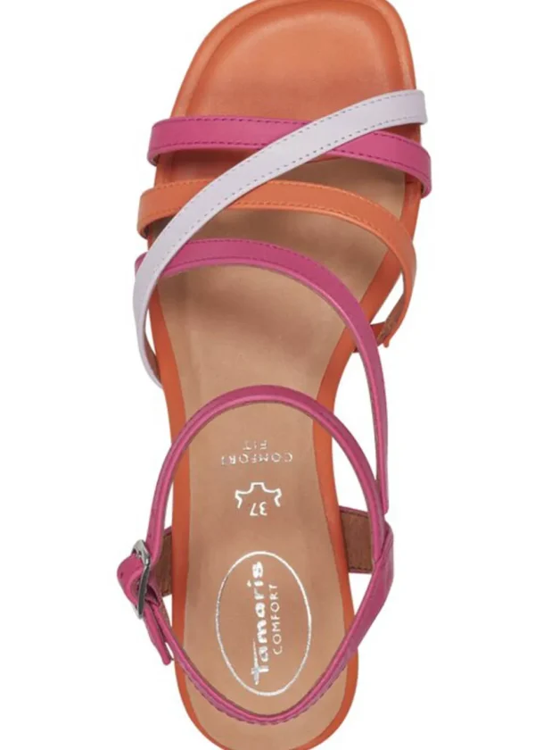 Tamaris Comfort Gina Leather 70's Sandals Pumps Fuchsia