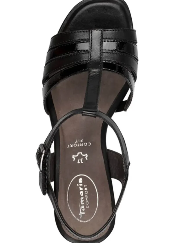 Tamaris Comfort Sally Leather 70's Sandals Pumps Black