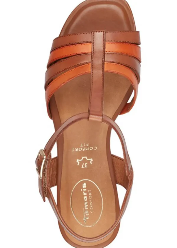 Tamaris Comfort Sally Leather 70's Sandals Pumps Brown