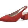 Tamaris Comfort Zara Suede Leather Slingback Pumps Red