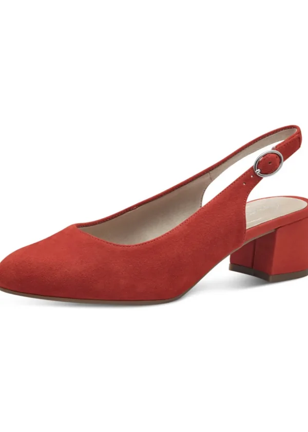 Tamaris Comfort Zara Suede Leather Slingback Pumps Red
