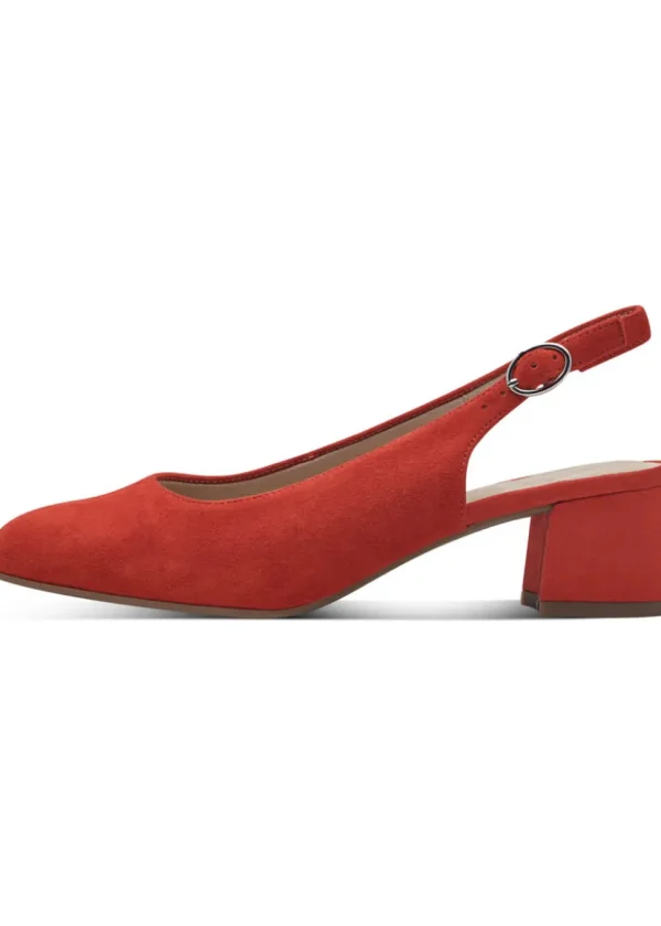 Tamaris Comfort Zara Suede Leather Slingback Pumps Red