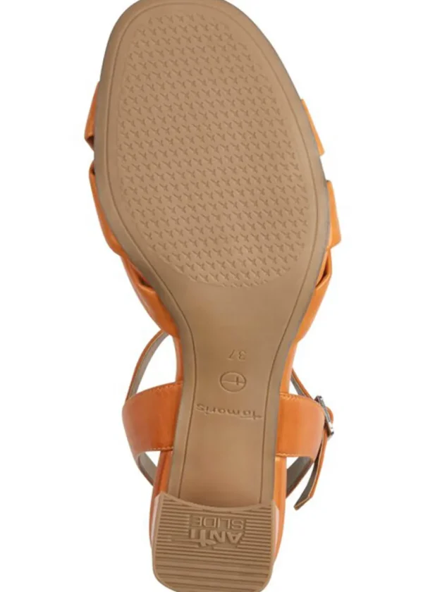 Tamaris Donna Leather 70's Sandals Pumps Orange