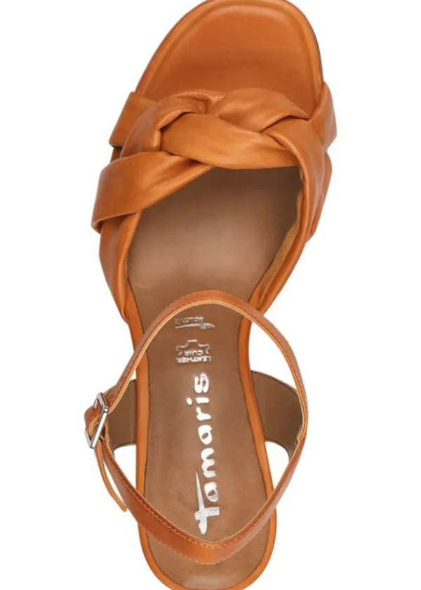 Tamaris Donna Leather 70's Sandals Pumps Orange