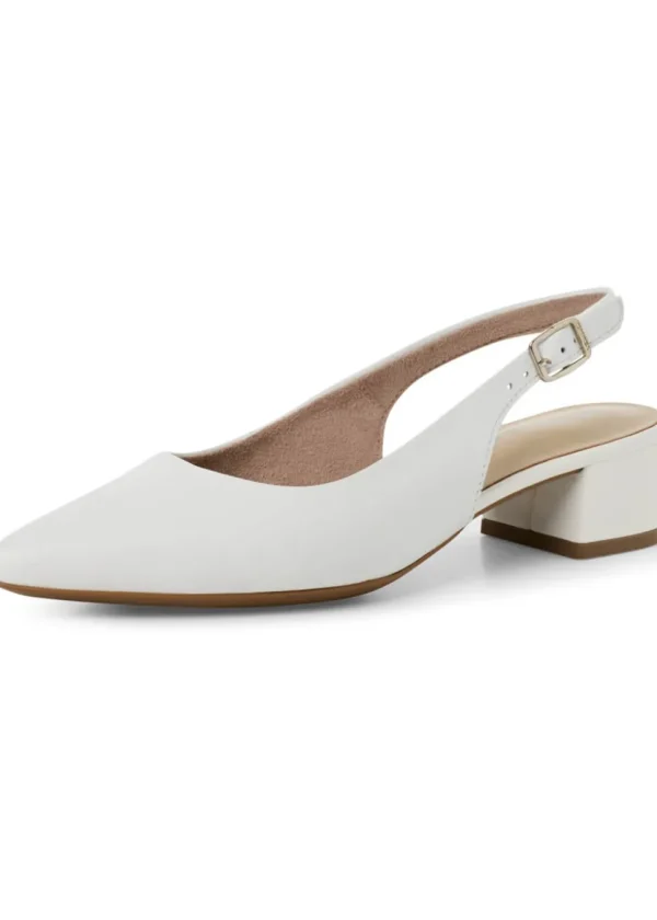 Tamaris Kaylee Slingback Leather Pumps White