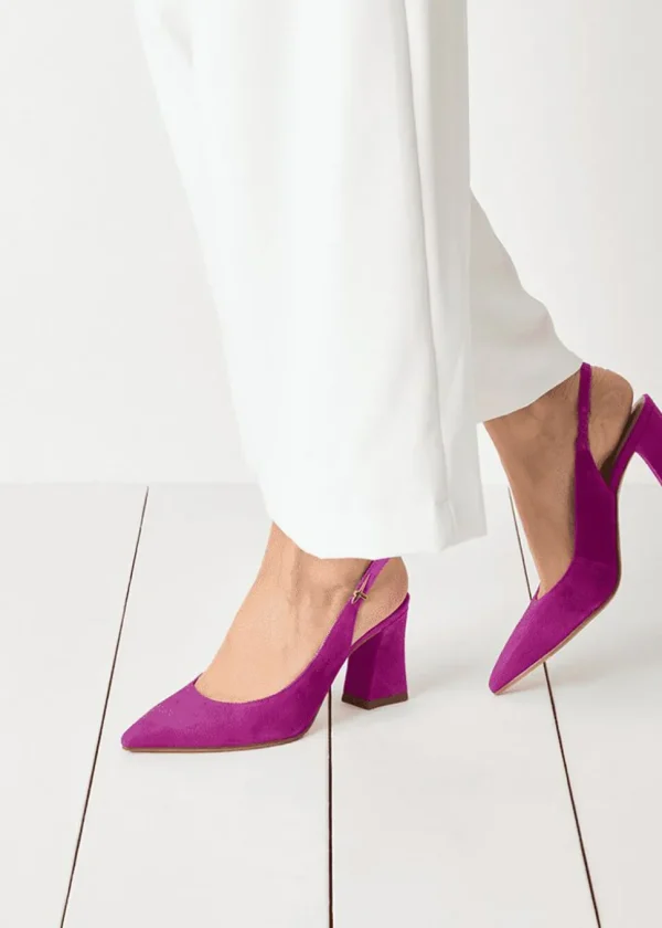 Tamaris Miranda Leather Slingback Pumps Dark Pink