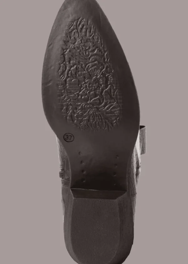 Tamaris Rosie Croc Leren Cowboy Boots Brown