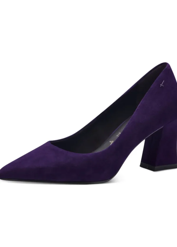 Tamaris Tess Suede Leather 80's Pumps Purple
