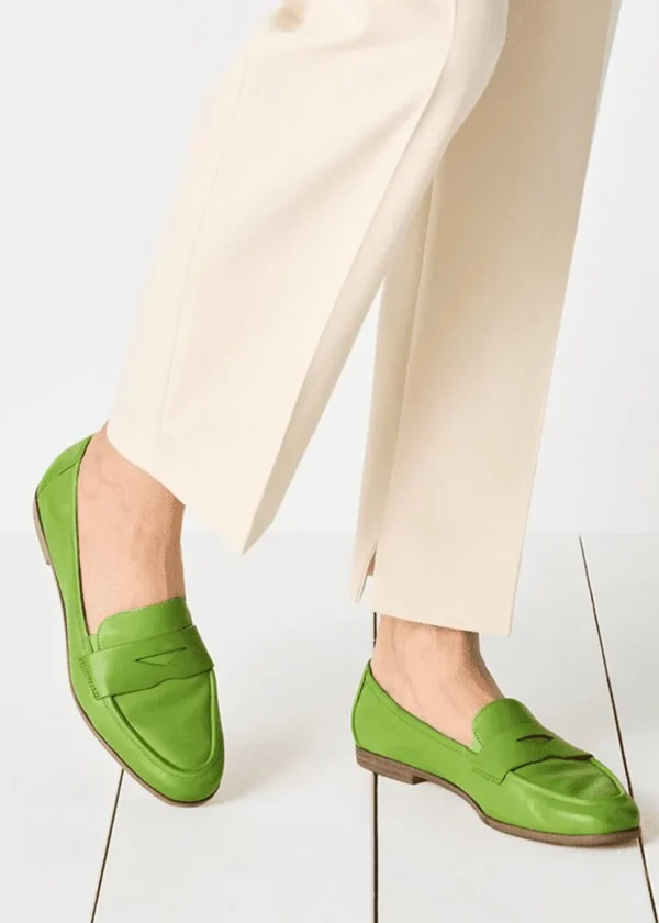 Tamaris Yvette Leather Loafers Apple Green