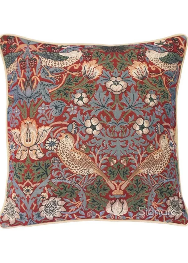 Tapestry Bags Morris Strawberry Thief Cushion Cover Red