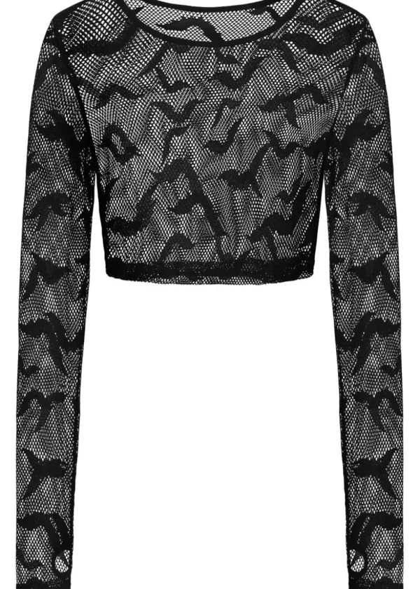Third Identity Batcave Mesh Crop Top Black