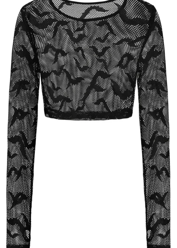 Third Identity Batcave Mesh Crop Top Black